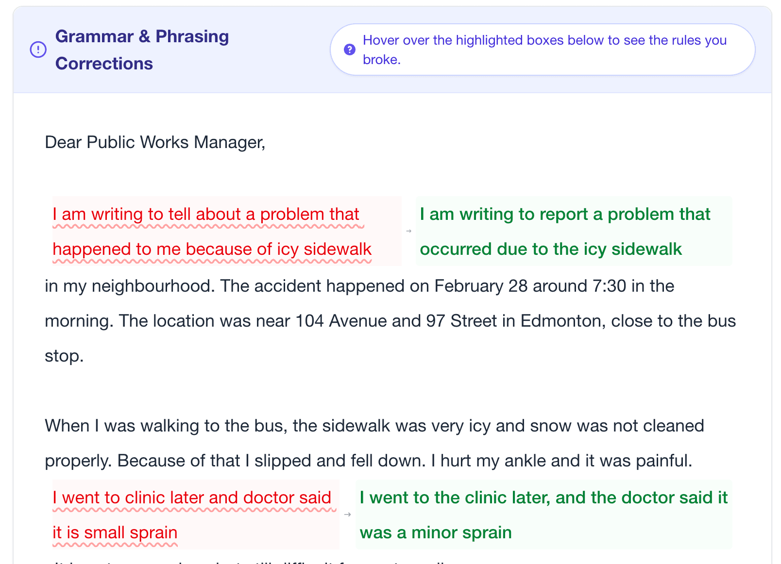 Detailed Explanations Interface Screenshot